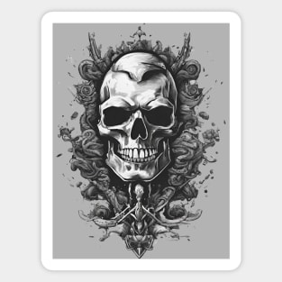 Mystical Grey Skull Enigma - Ethereal Artistic Design Magnet